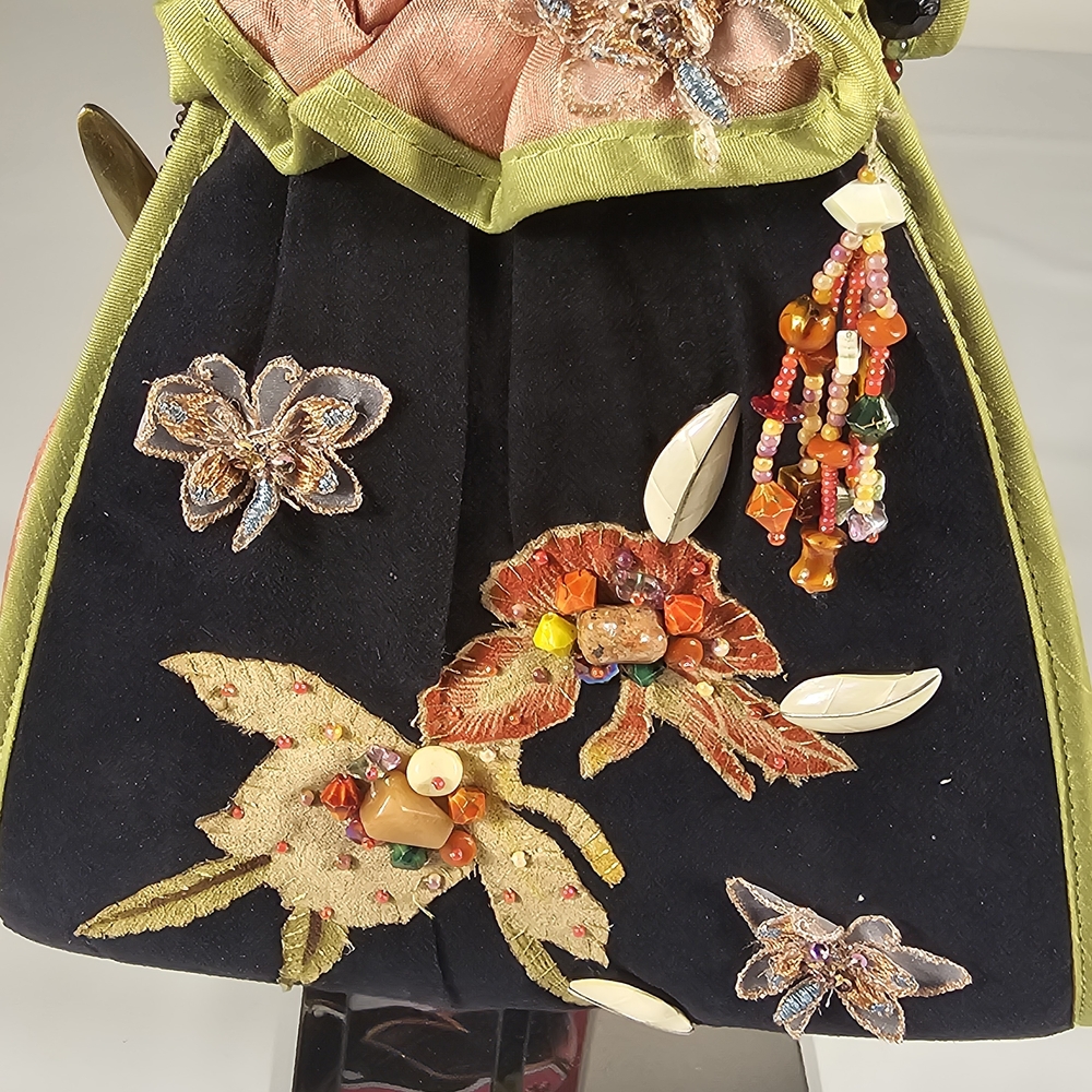 Embroidered Drawstring Bag with Beaded Strap - Picture 11 of 15